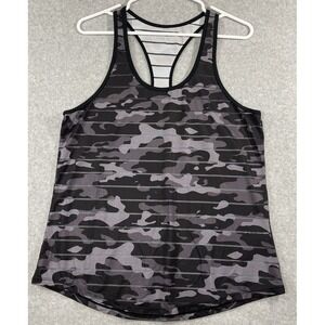 Zyia Active Womens Athletic Sleeveless Tank Top Size Large Black Grey Camo Print